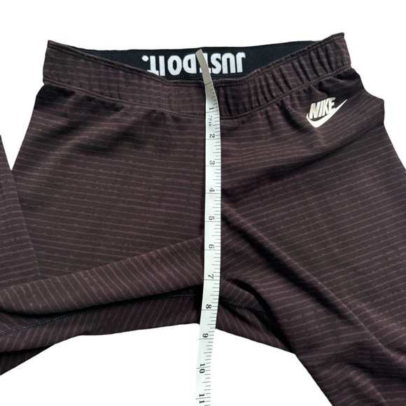 Nike Leggings Womens Small Leg A See Maroon Stripe Cotton Elastic Waist Mid Rise - Picture 7 of 9